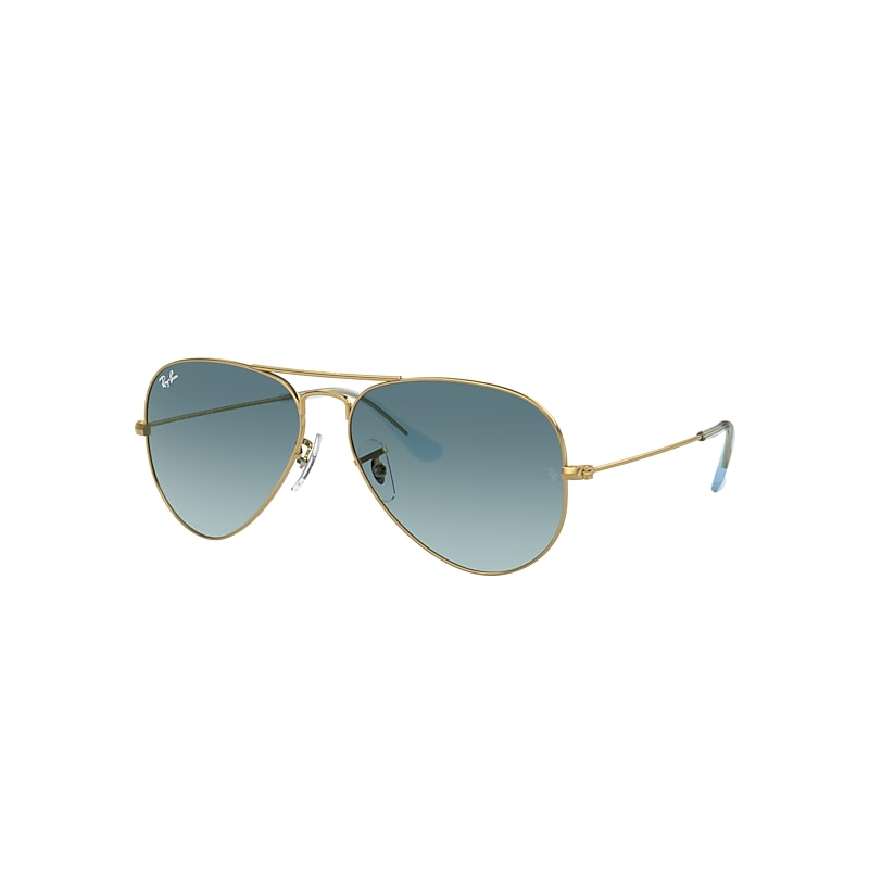 RAY BAN AVIATOR GRADIENT SONNENBRILLEN GOLD FASSUNG BLAU GLAS 55-14