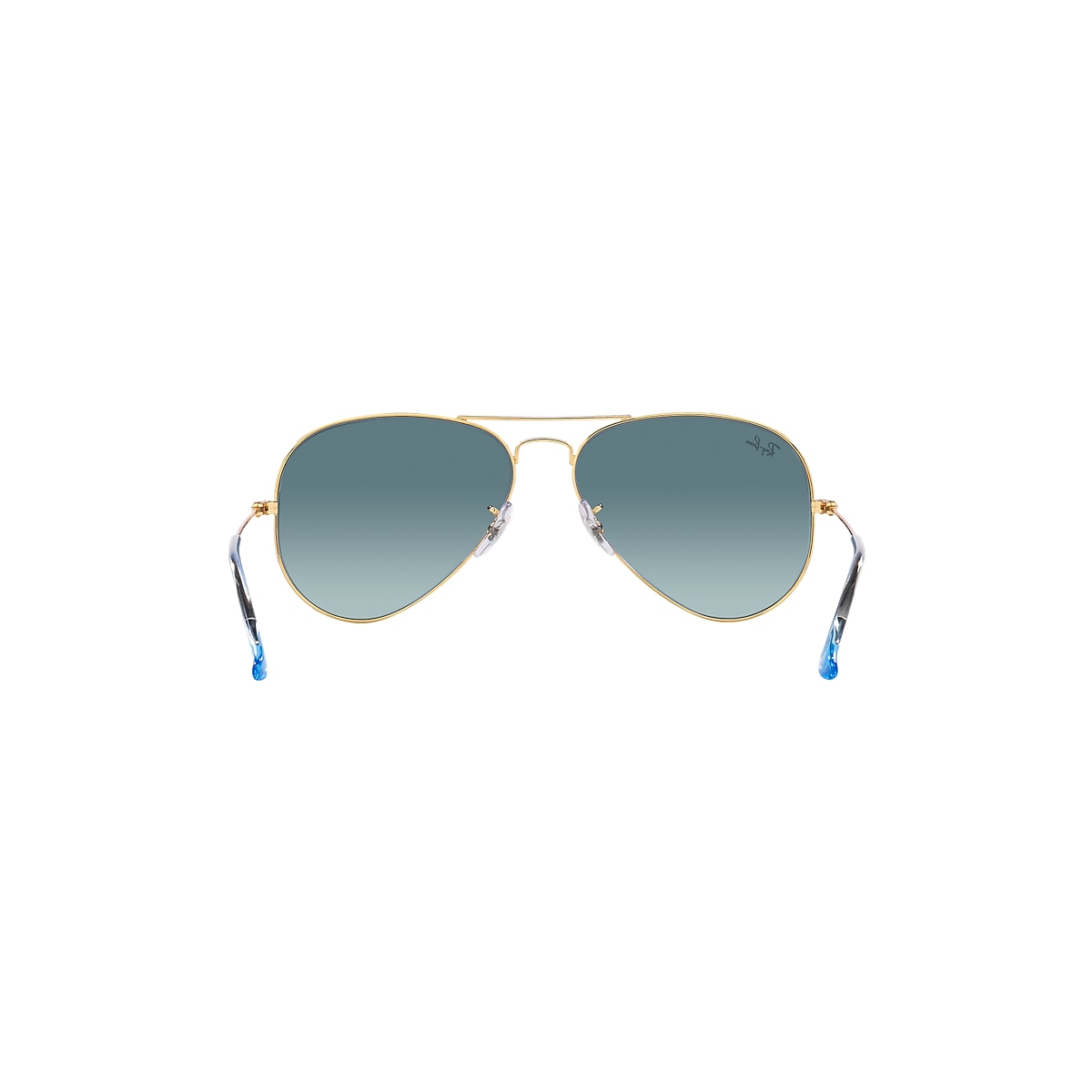 Ray Ban Sunglasses Unisex Aviator Gradient Gold Frame Blue Lenses 58 14