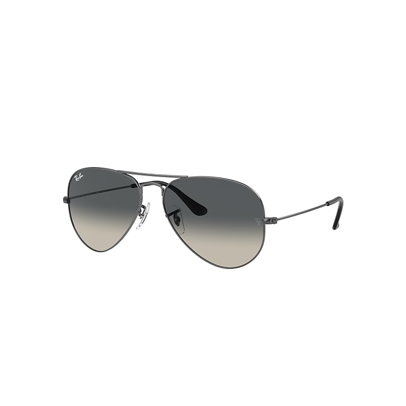 Ray Ban Sunglasses Unisex Aviator Gradient - Gunmetal Frame Grey Lenses 55-14