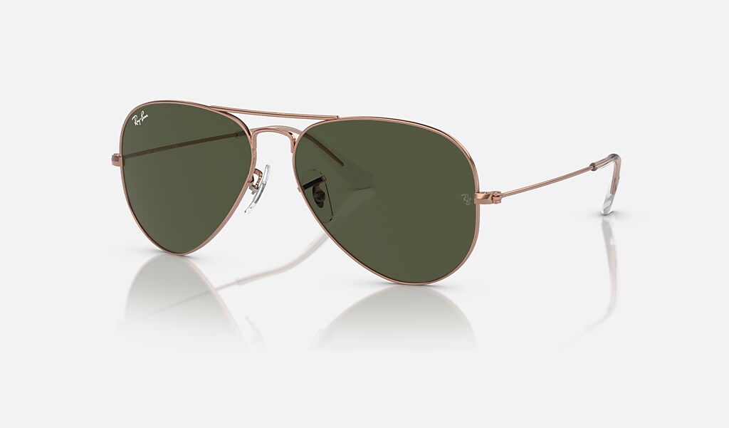 Aviator Rose Gold Sunglasses in Rose Gold and Green | Ray-Ban®
