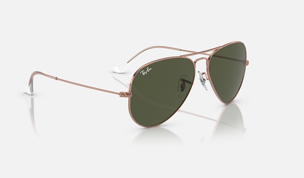 beest Fonkeling Bevestiging Aviator Rose Gold Sunglasses in Rose Gold and Green - RB3025 | Ray-Ban® US