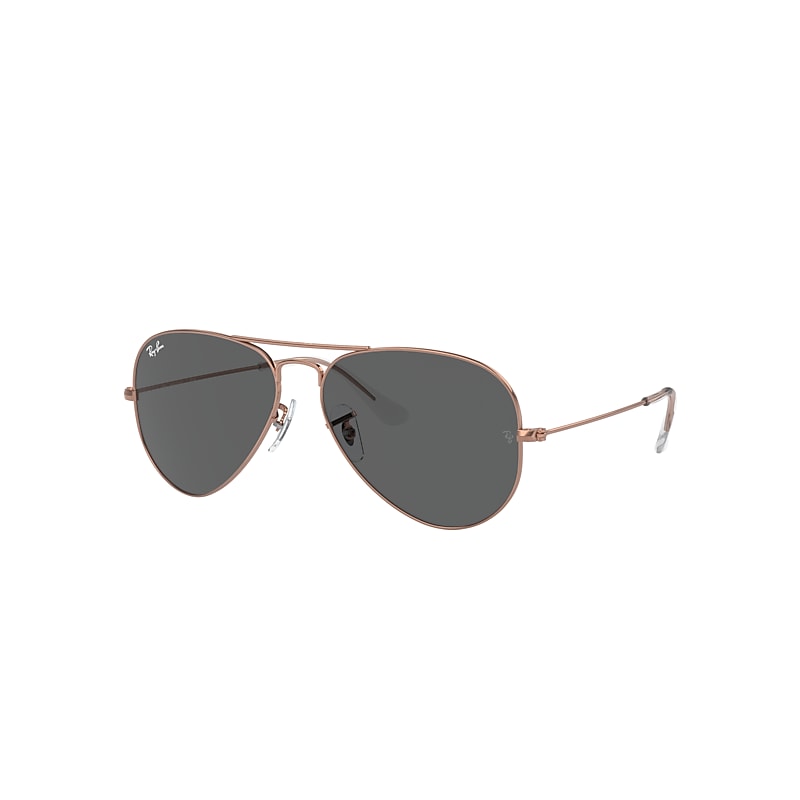Ray Ban Sunglasses Unisex Aviator Rose Gold - Rose Gold Frame Grey Lenses 55-14 In Rose Gold