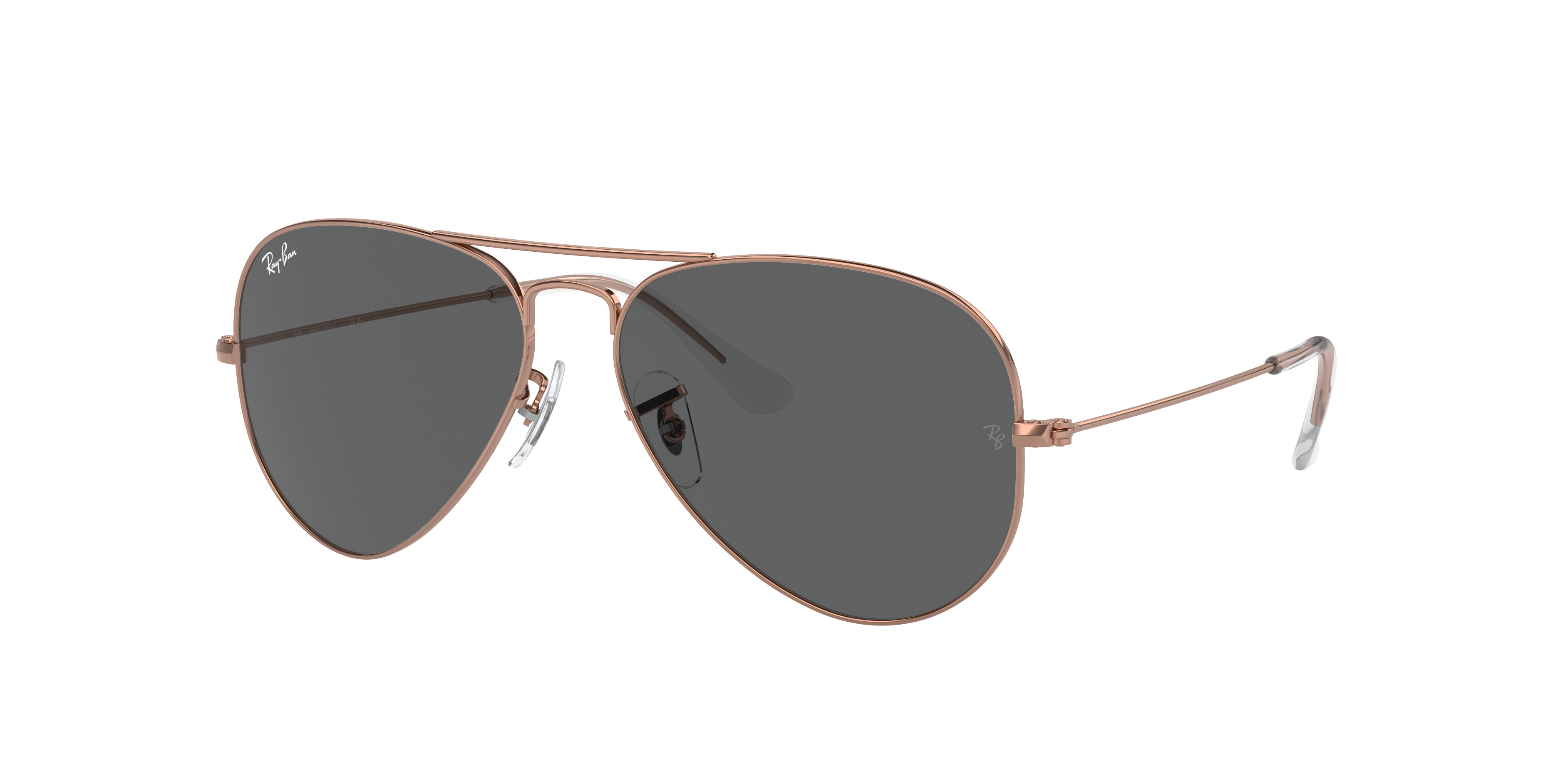 Aviator Rose Gold Sunglasses in Rose Gold and Dark Grey - RB3025 | Ray ...