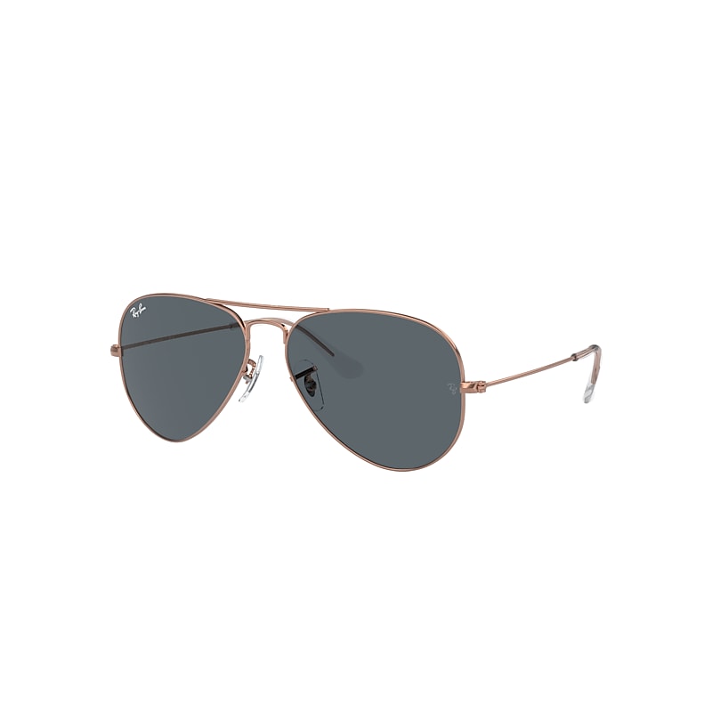 Ray Ban Sunglasses Unisex Aviator Rose Gold - Rose Gold Frame Blue Lenses 58-14 In Rose Gold