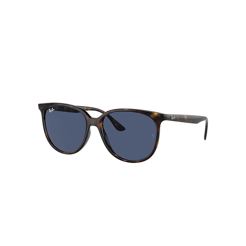 Shop Ray Ban Sunglasses Woman Rb4378 - Havana Frame Blue Lenses 54-16