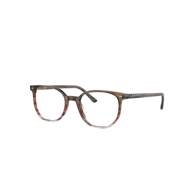 Ray Ban Elliot Optics Eyeglasses Striped Brown & Red Frame Demo Lens Lenses Polarized 48-19