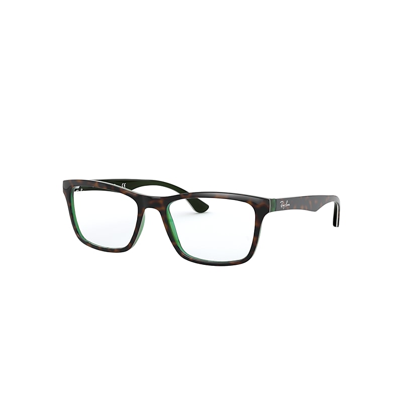 Ray Ban Eyeglasses Unisex Rb5279 Optics - Havana On Transparent Green Frame Clear Lenses Polarized 57-18