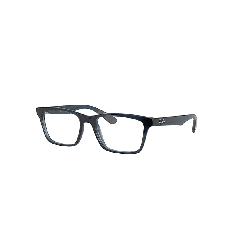 Ray Ban Eyeglasses Unisex Rb7025 Optics - Blue Frame Clear Lenses Polarized 57-17