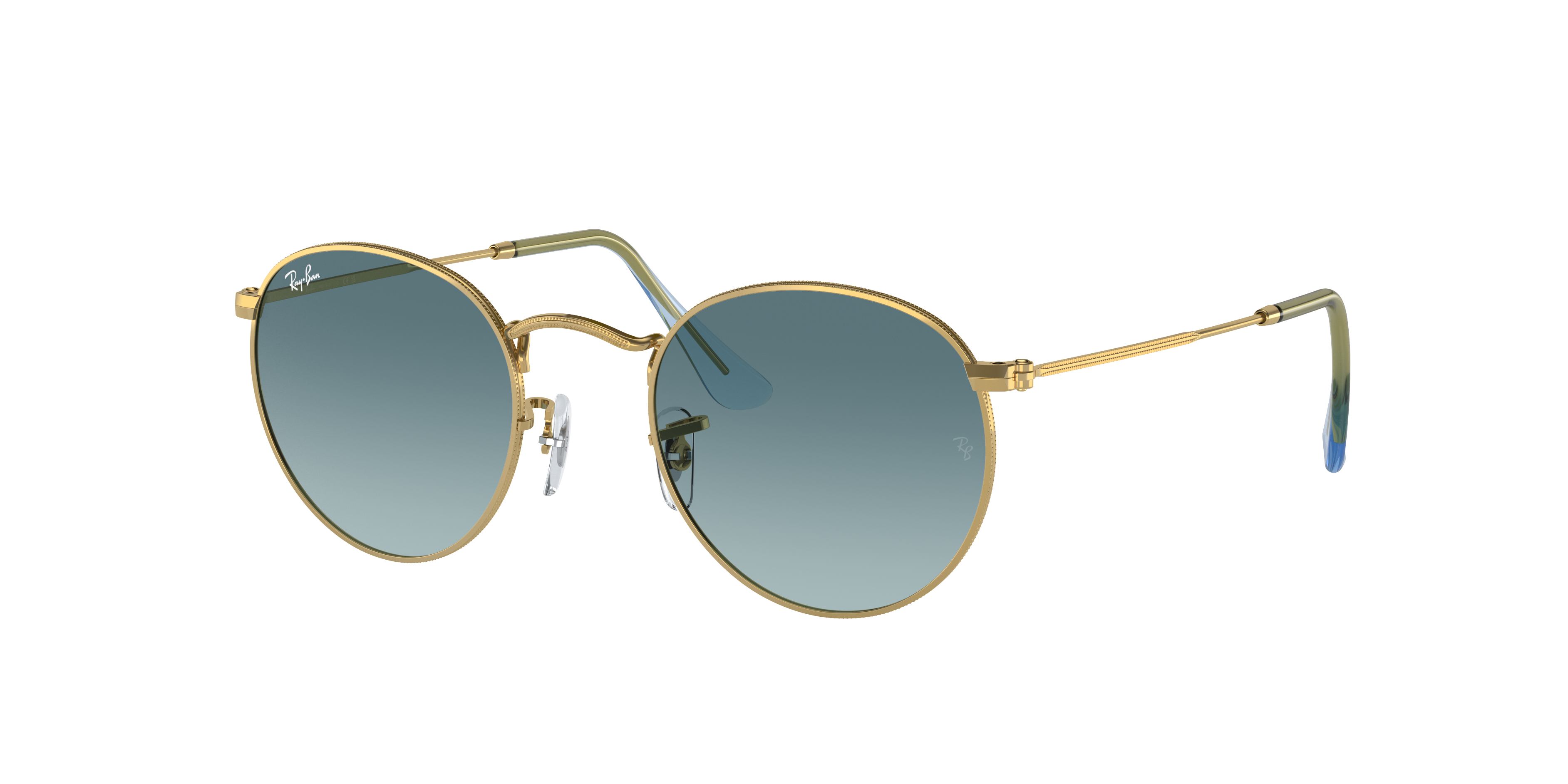 Round Metal Sunglasses In Gold And Blue RB3447 Ray Ban round-metal-sunglasses-in-gold-and-blue-rb3447-ray-ban