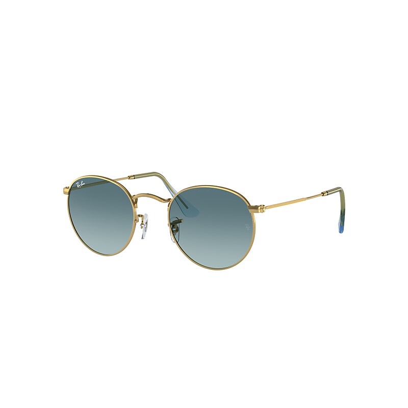 Ray Ban Sunglasses Unisex Round Metal Gradient - Gold Frame Blue Lenses 53-21 In Gold