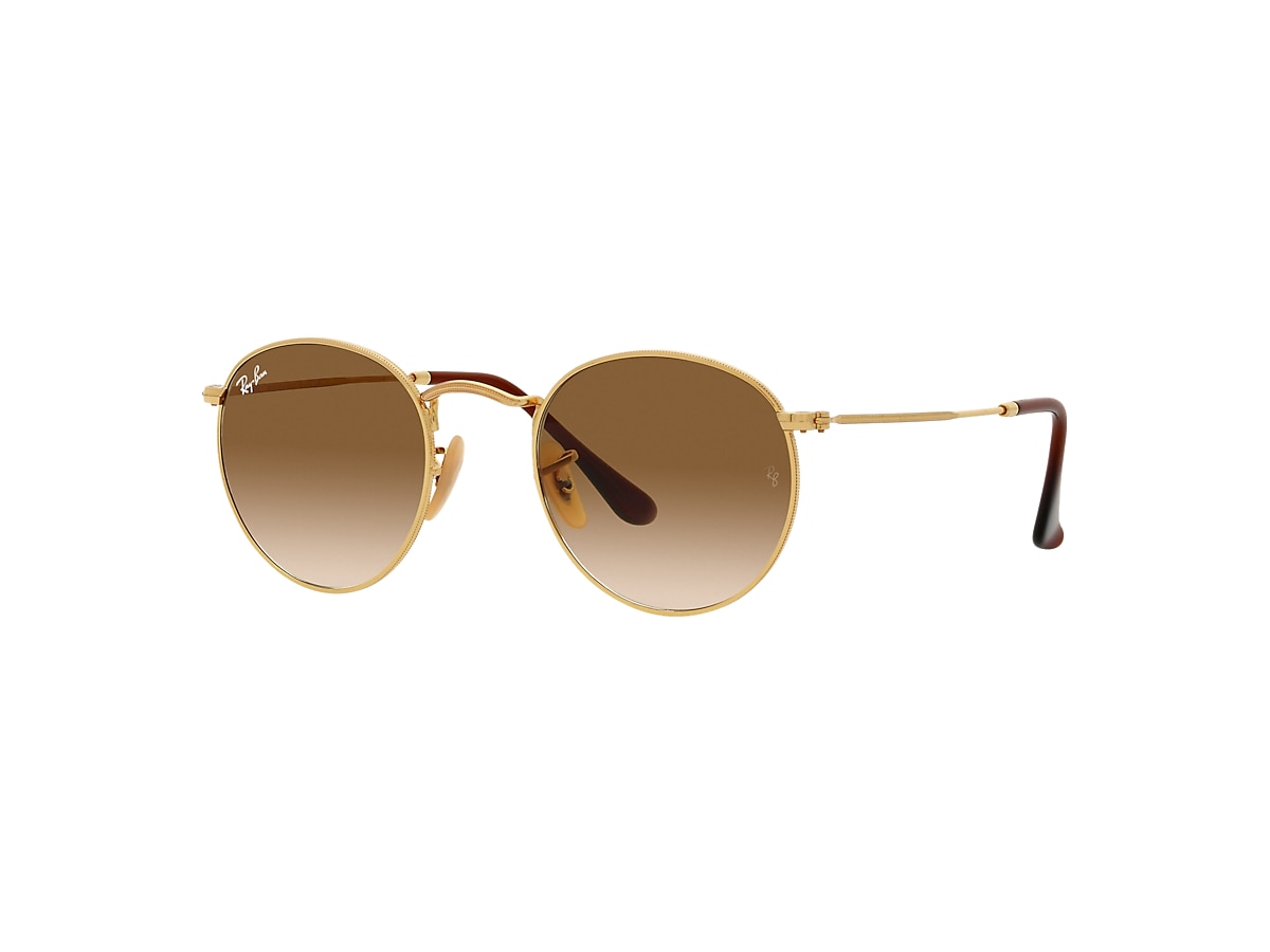 betreden Giftig Kosten Round Metal Sunglasses in Gold and Brown | Ray-Ban®