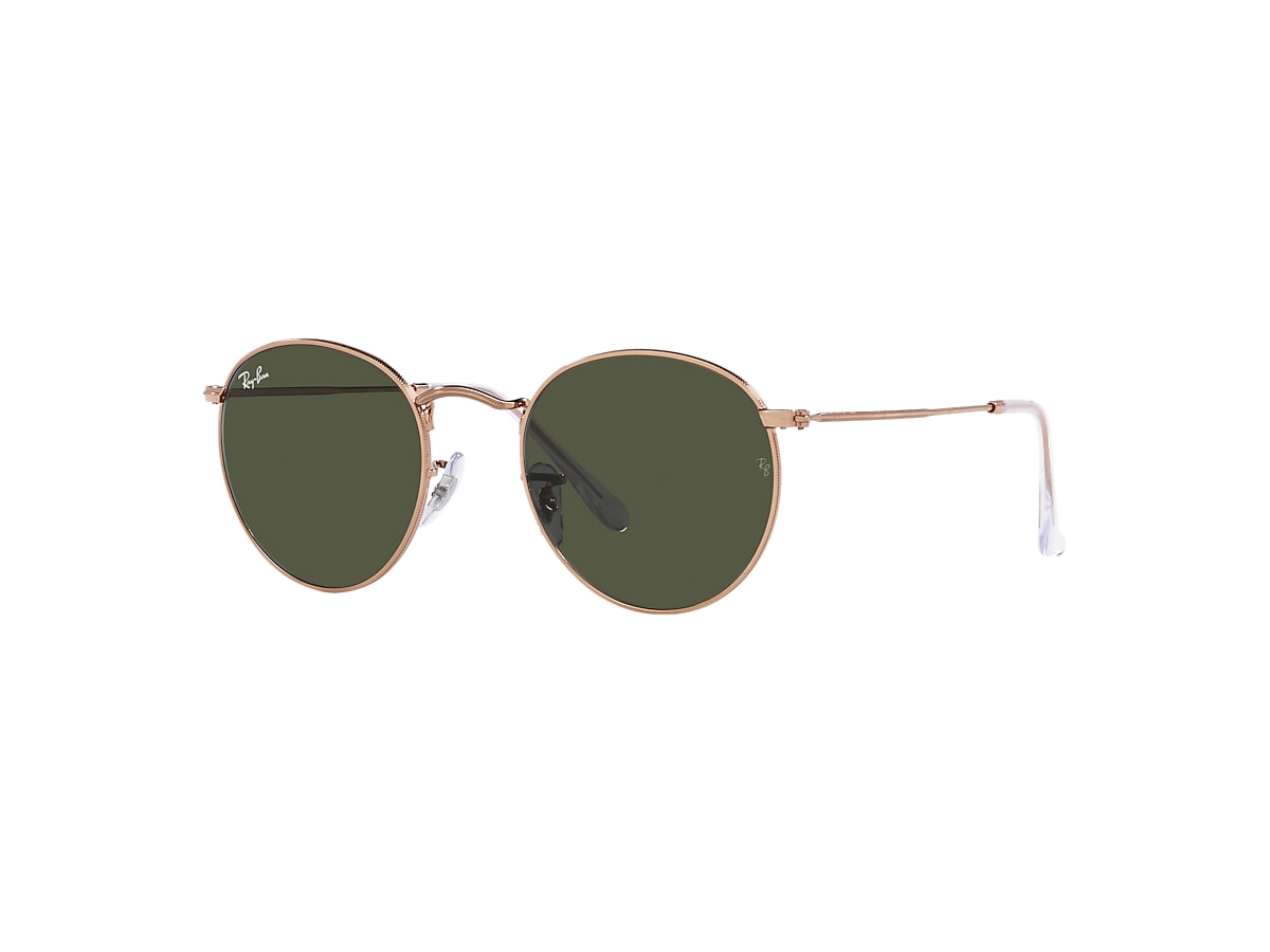 Round Metal Rose Gold Sunglasses in Rose Gold and Green Ray-Ban®