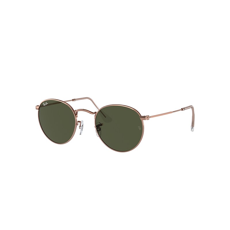 Ray Ban Sunglasses Unisex Round Metal Rose Gold - Rose Gold Frame Green Lenses 53-21