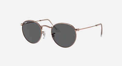 ROUND METAL ROSE GOLD Sunglasses in Rose Gold and Dark Grey (53-21