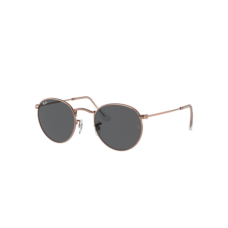 Ray Ban Sunglasses Unisex Round Metal Rose Gold - Rose Gold Frame Grey Lenses 53-21