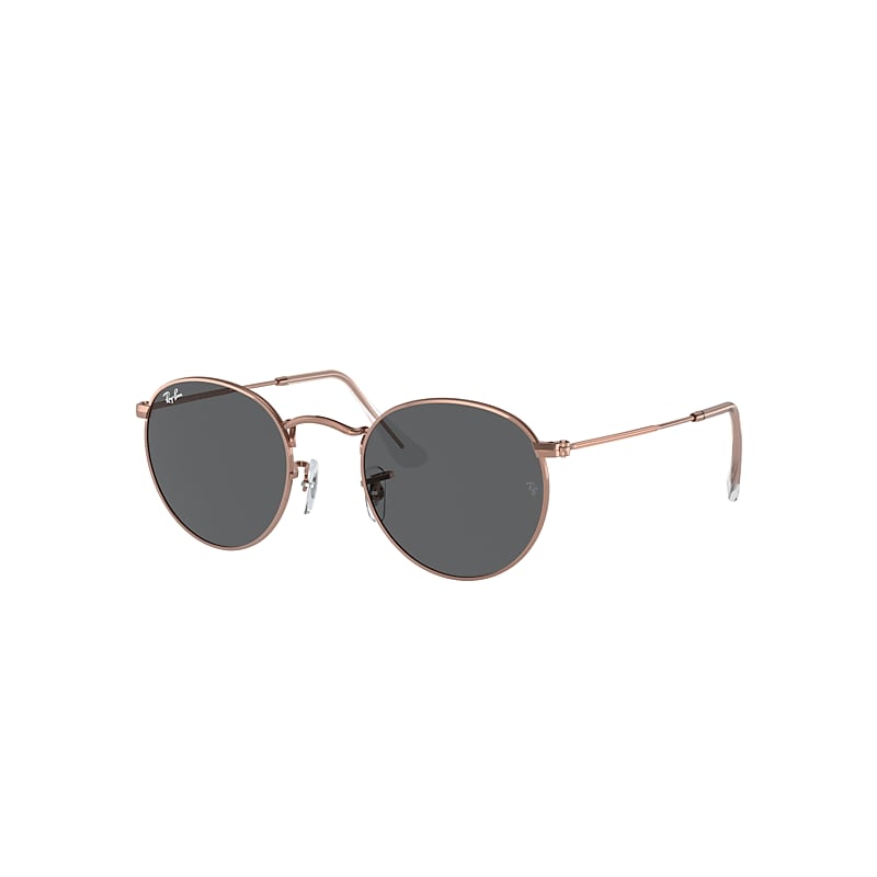 Ray Ban Sunglasses Unisex Round Metal Rose Gold - Rose Gold Frame Grey Lenses 47-21 In Rose Gold