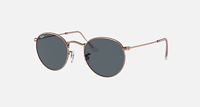 ROUND METAL ROSE GOLD Sunglasses in Rose Gold and Dark Grey (53-21