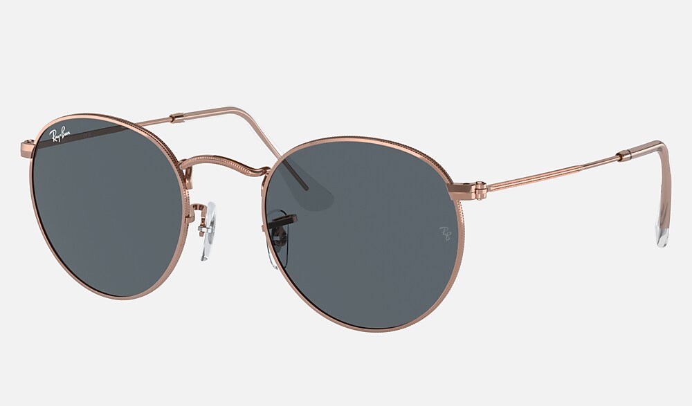 Ray-Ban Women\'s Rose Gold Frame Blue Lens Round Sunglasses - Classic Metal New Ray Ban ROUND METAL RB3447 920/2R5 Sunglasses Rose Gold  main image 2
