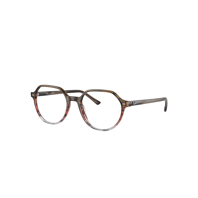 Ray Ban Thalia Optics Eyeglasses Striped Brown & Red Frame Clear Lenses Polarized 51-18
