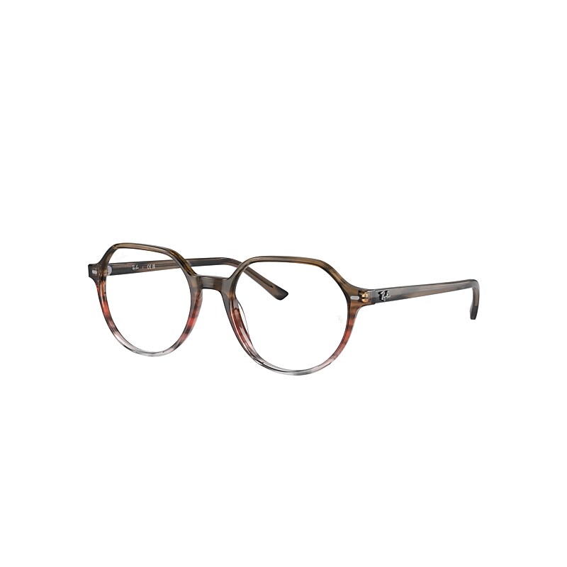 Ray Ban Thalia Optics Eyeglasses Striped Brown & Red Frame Clear Lenses Polarized 51-18 In Striped Brown & Red