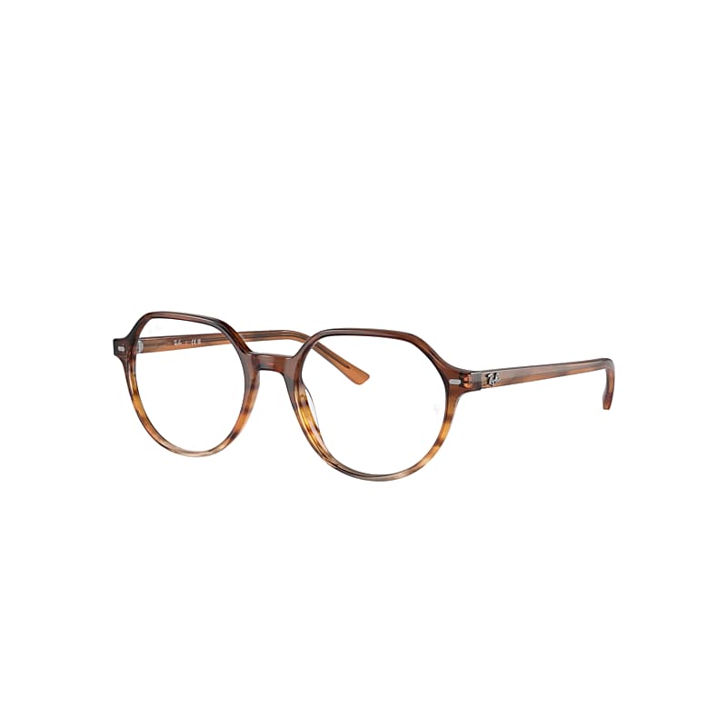 Ray Ban Thalia Optics Eyeglasses Striped Brown & Yellow Frame Clear Lenses Polarized 49-18 In Braun Gestreift & Gelb