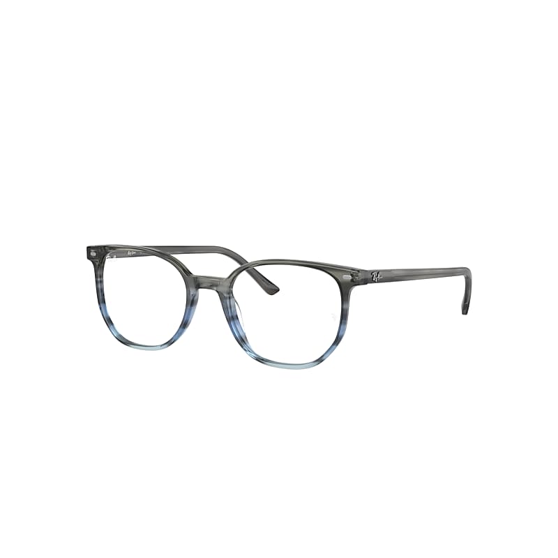 Ray Ban Elliot Optics Eyeglasses Striped Grey & Blue Frame Clear Lenses Polarized 52-19