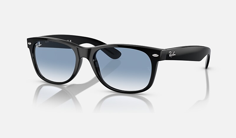 Ray-Ban New Wayfarer Classic Sunglasses Black Frame Blue Lenses 55-18