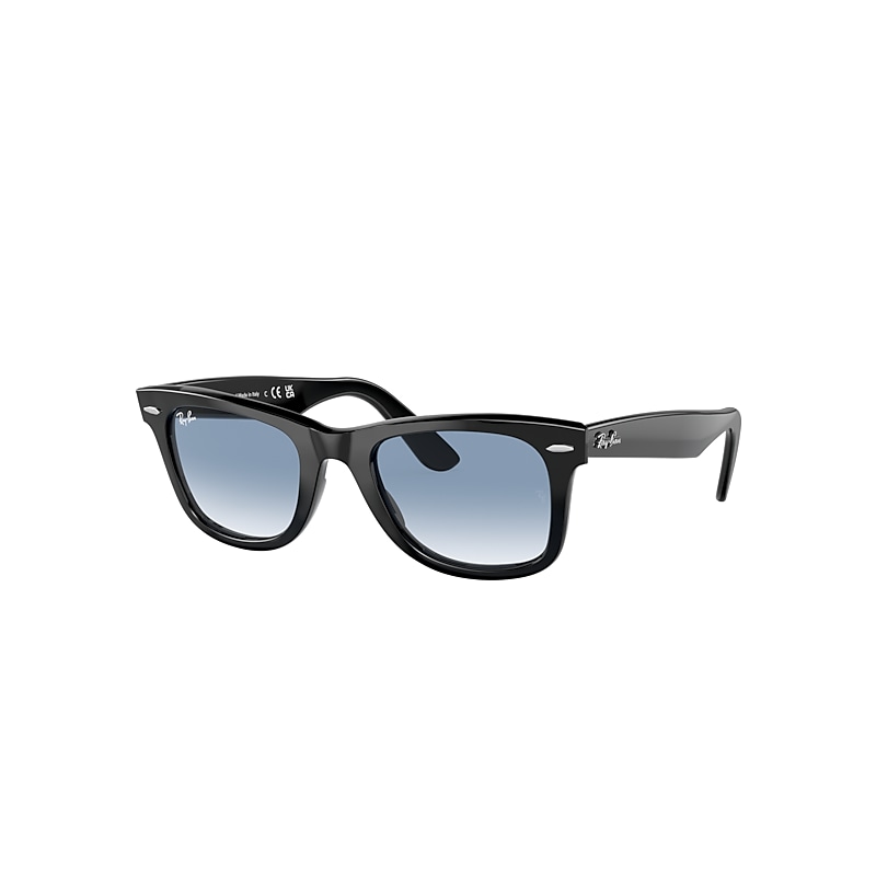 Ray Ban Original Wayfarer Gradient Sunglasses Black Frame Blue Lenses 52-22