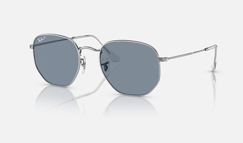 HEXAGONAL FLAT LENSES Sunglasses in Silver and Blue RB3548N