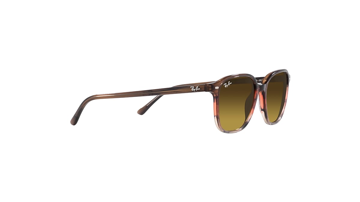 Ray-Ban Leonard Sunglasses Striped Brown & Red Frame Brown Lenses 55-18
