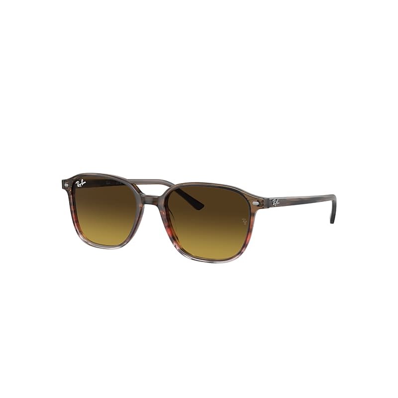 Ray Ban Leonard Sunglasses Striped Brown & Red Frame Brown Lenses 55-18