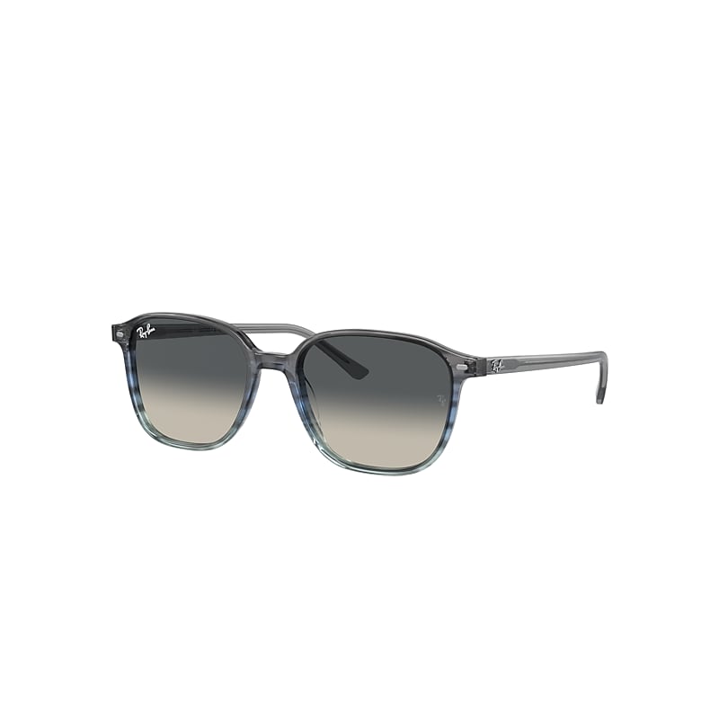 Ray Ban Leonard Sunglasses Striped Grey & Blue Frame Grey Lenses 55-18 In Striped Grey & Blue