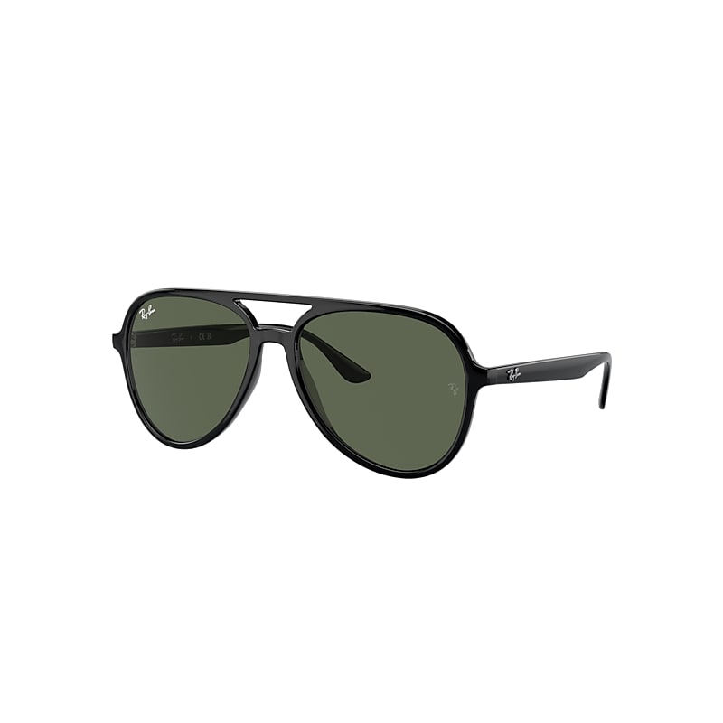 Shop Ray Ban Rb4376 Sunglasses Black Frame Green Lenses 57-16
