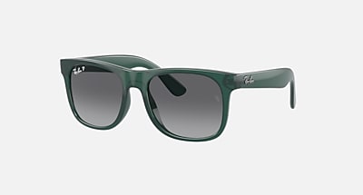 Justin Kids Sunglasses in Black Frame and Dark Green Lenses (48-16