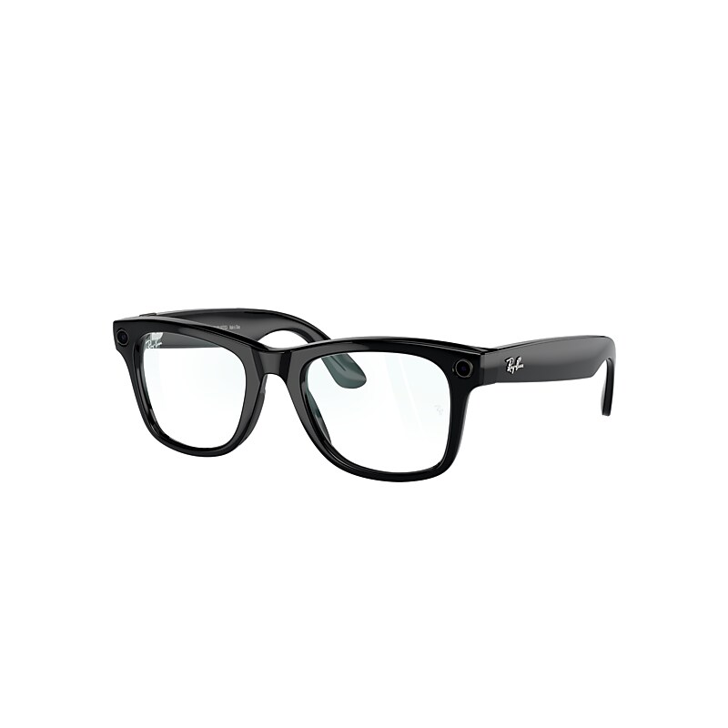 Shop Ray Ban Ray-ban | Meta Wayfarer Electronics Black Frame Clear Lenses 53-22