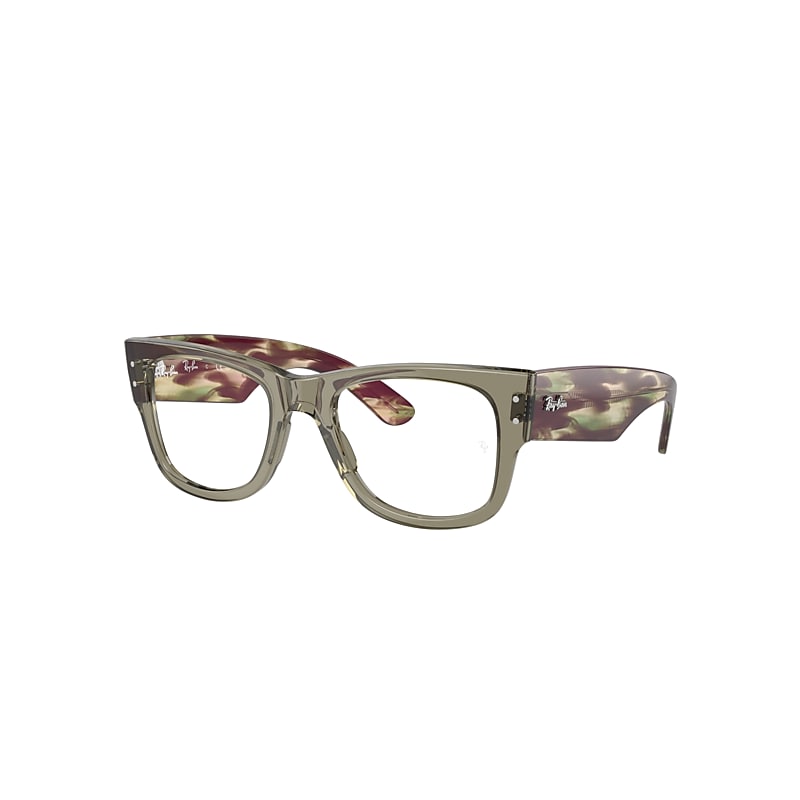 Ray Ban Eyeglasses Unisex Mega Wayfarer Optics - Striped Green Havana Frame Clear Lenses Polarized 51-21 In Striped Green Havana