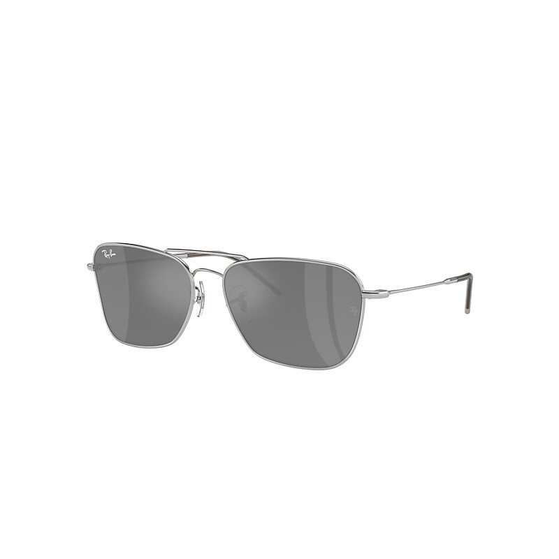 Ray Ban Sunglasses Unisex Caravan Reverse - Silver Frame Silver Lenses 58-15 In Silver