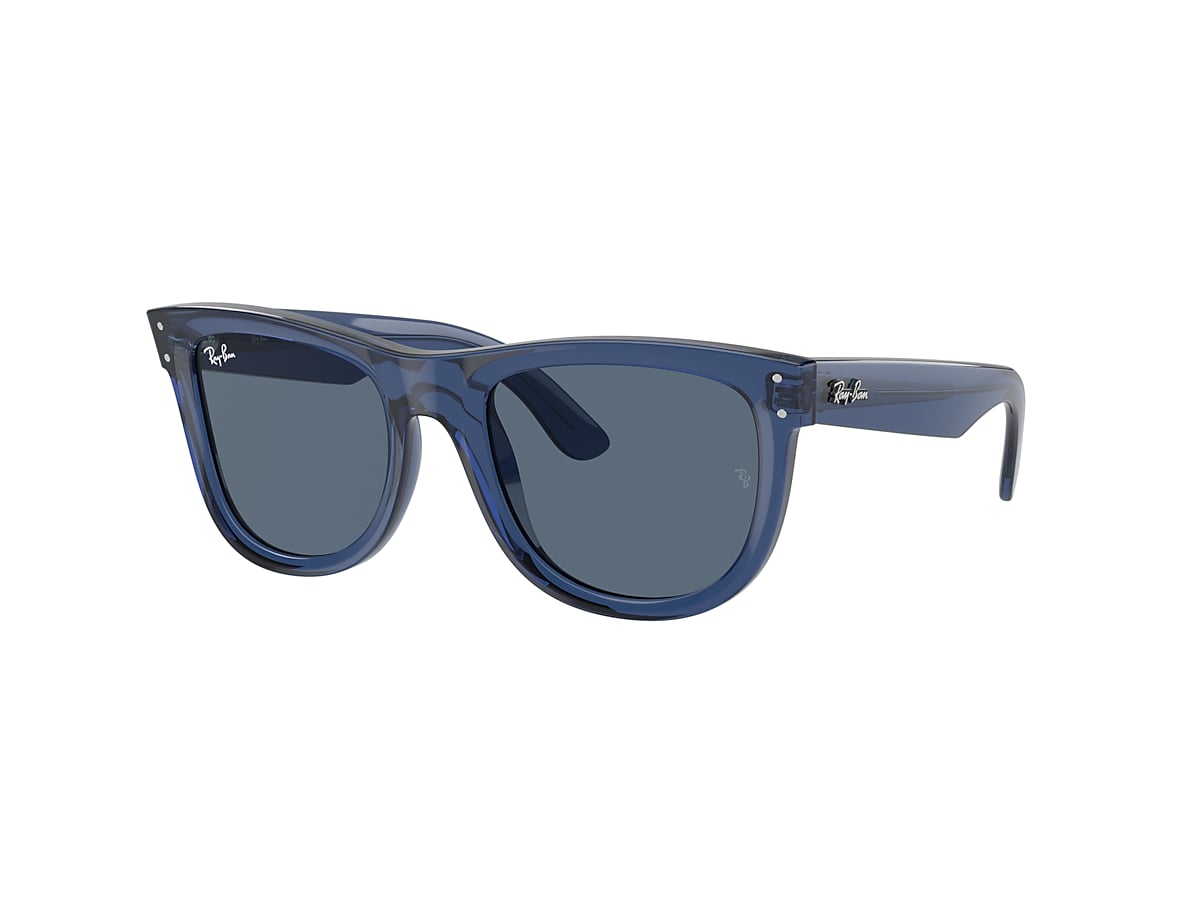 Ray-Ban Wayfarer Reverse Sunglasses Transparent Navy Blue Frame Blue Lenses  53-20