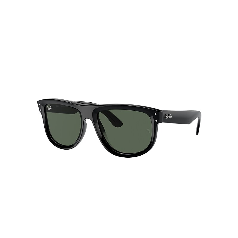 Ray Ban Sunglasses Unisex Boyfriend Reverse - Black Frame Green Lenses 56-18 In Black