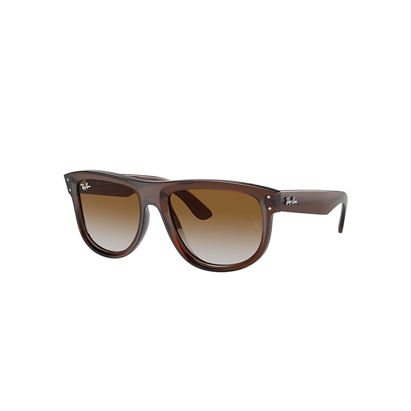 Ray Ban Boyfriend Reverse Sunglasses Transparent Brown Frame Brown Lenses 56-18