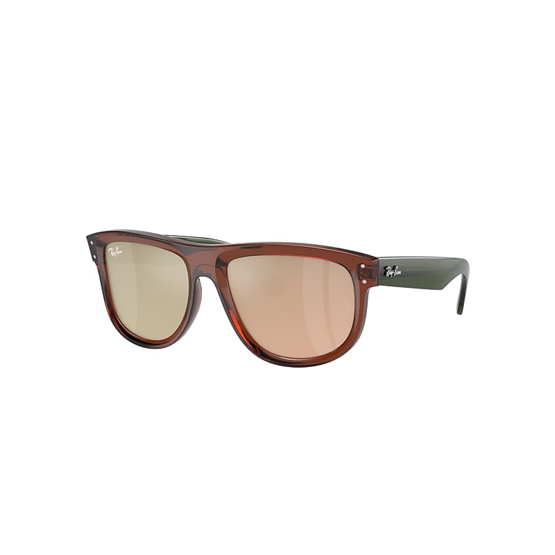 Ray Ban Sunglasses Unisex Boyfriend Reverse - Transparent Green Frame Gold Lenses 56-18 In Transparent Green
