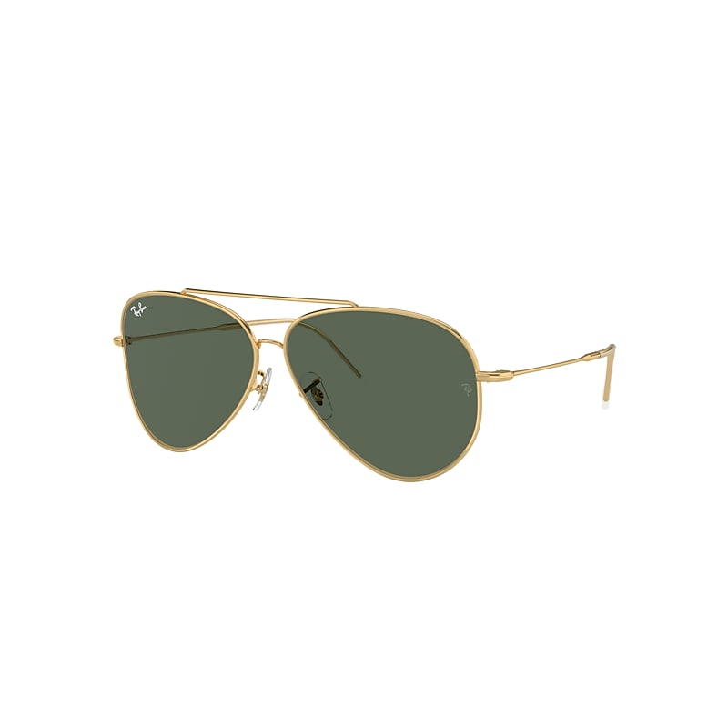 Ray Ban Sunglasses Unisex Aviator Reverse - Gold Frame Green Lenses 59-11