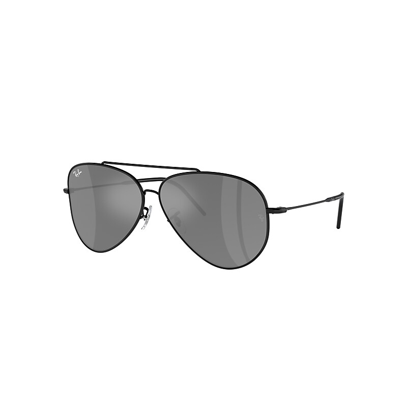 Shop Ray Ban Sunglasses Unisex Aviator Reverse - Black Frame Silver Lenses 62-11
