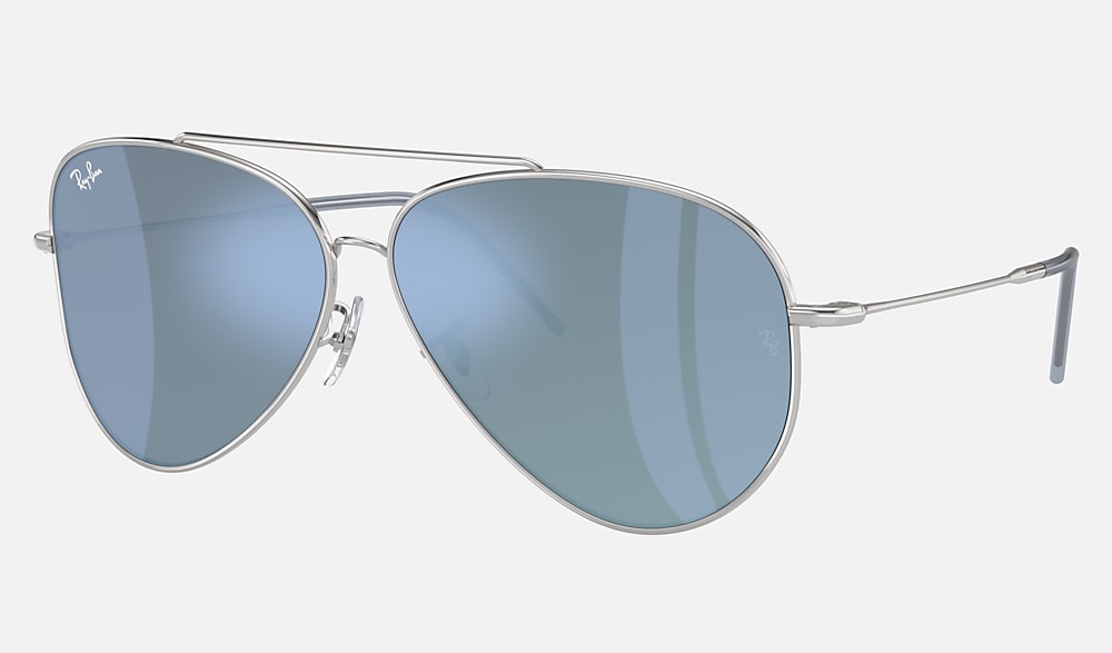 AVIATOR REVERSE Sunglasses in Silver and Light Blue (62-11
