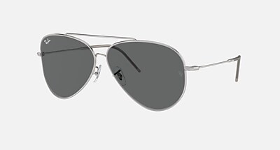 AVIATOR REVERSE Sunglasses in Silver and Light Blue (59-11
