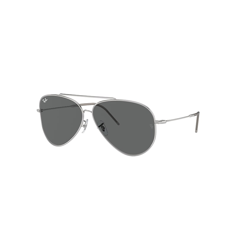 Ray Ban Sunglasses Unisex Aviator Reverse - Silver Frame Grey Lenses 59-11 In Silver