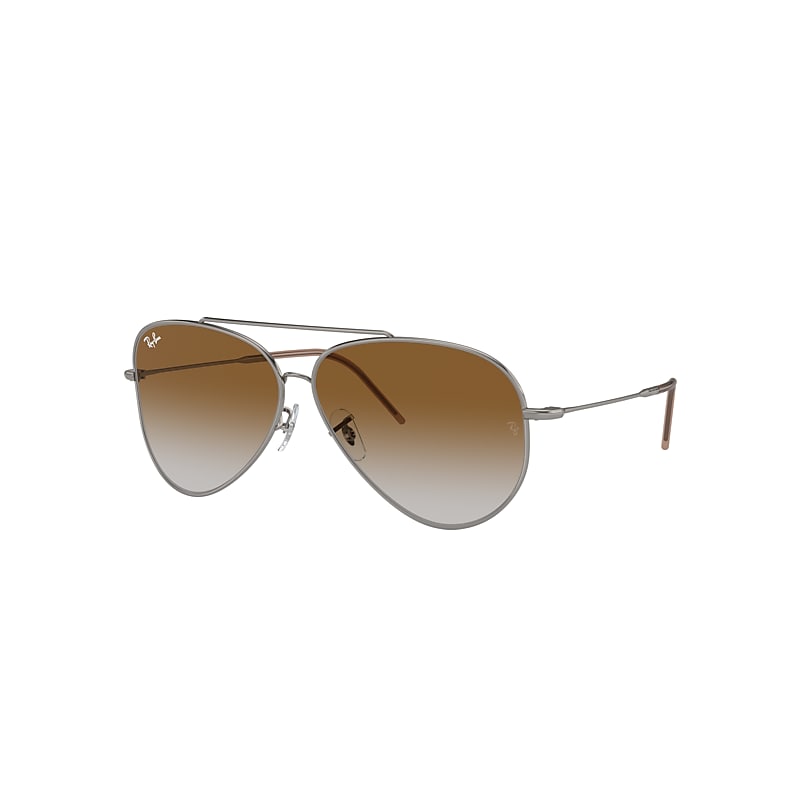 Shop Ray Ban Sunglasses Unisex Aviator Reverse - Gunmetal Frame Brown Lenses 59-11