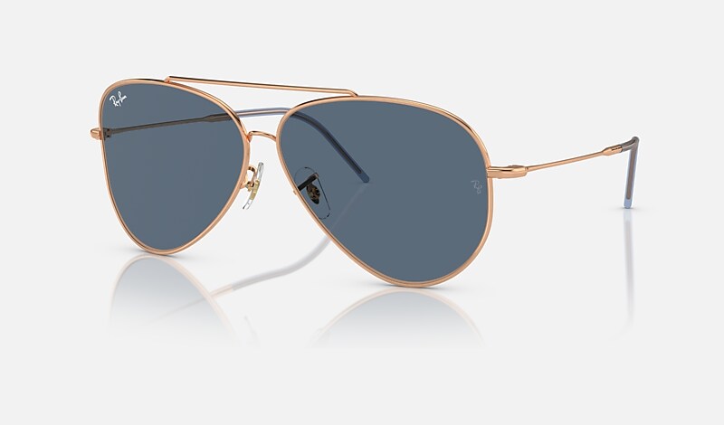 AVIATOR REVERSE Sunglasses in Rose Gold and Blue - RBR0101S | Ray