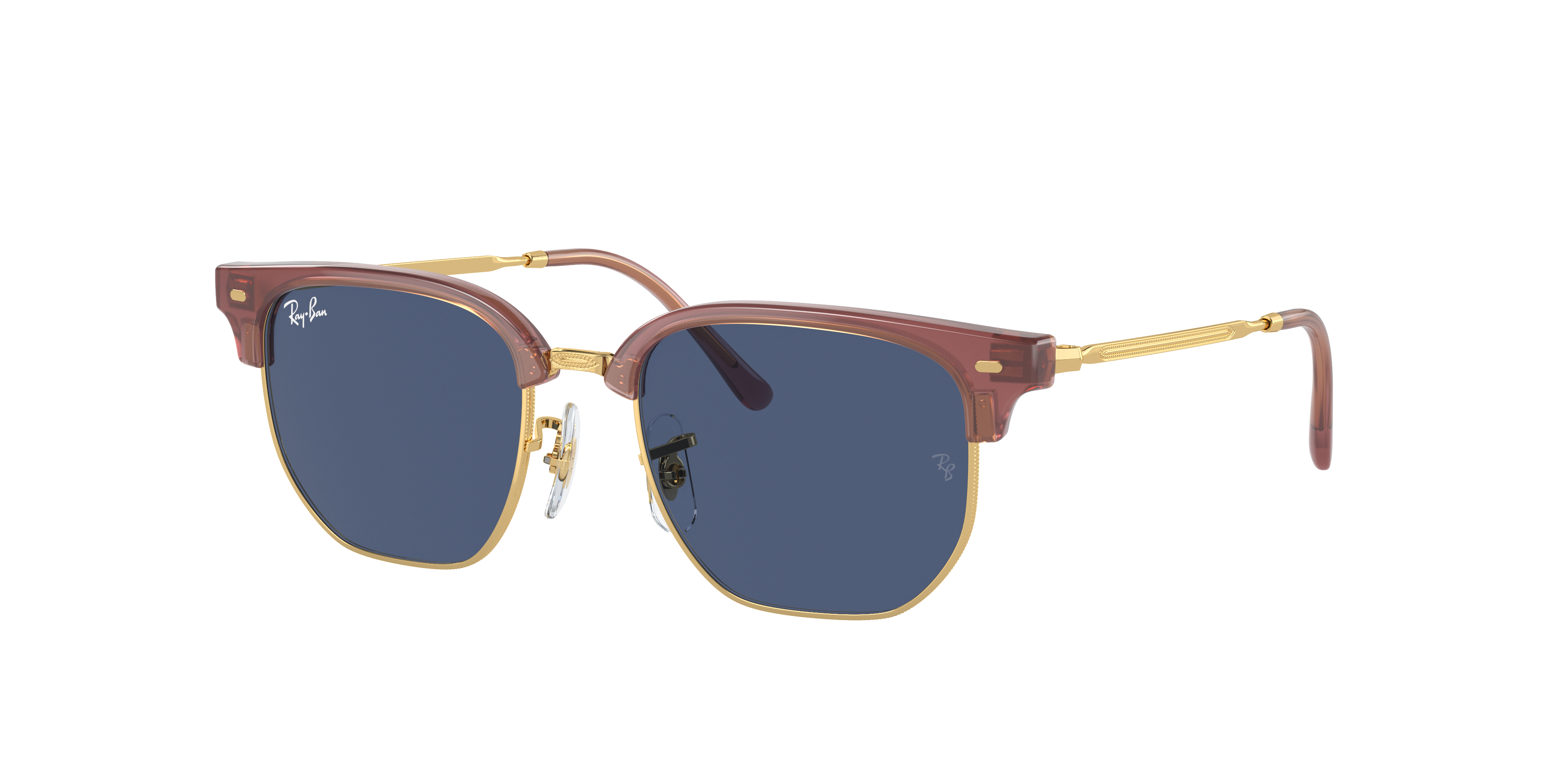 New Clubmaster Kids Sunglasses in Opal Pink On Gold and Dark Blue ...