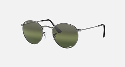 ROUND METAL CHROMANCE Sunglasses in Gunmetal and Silver/Green